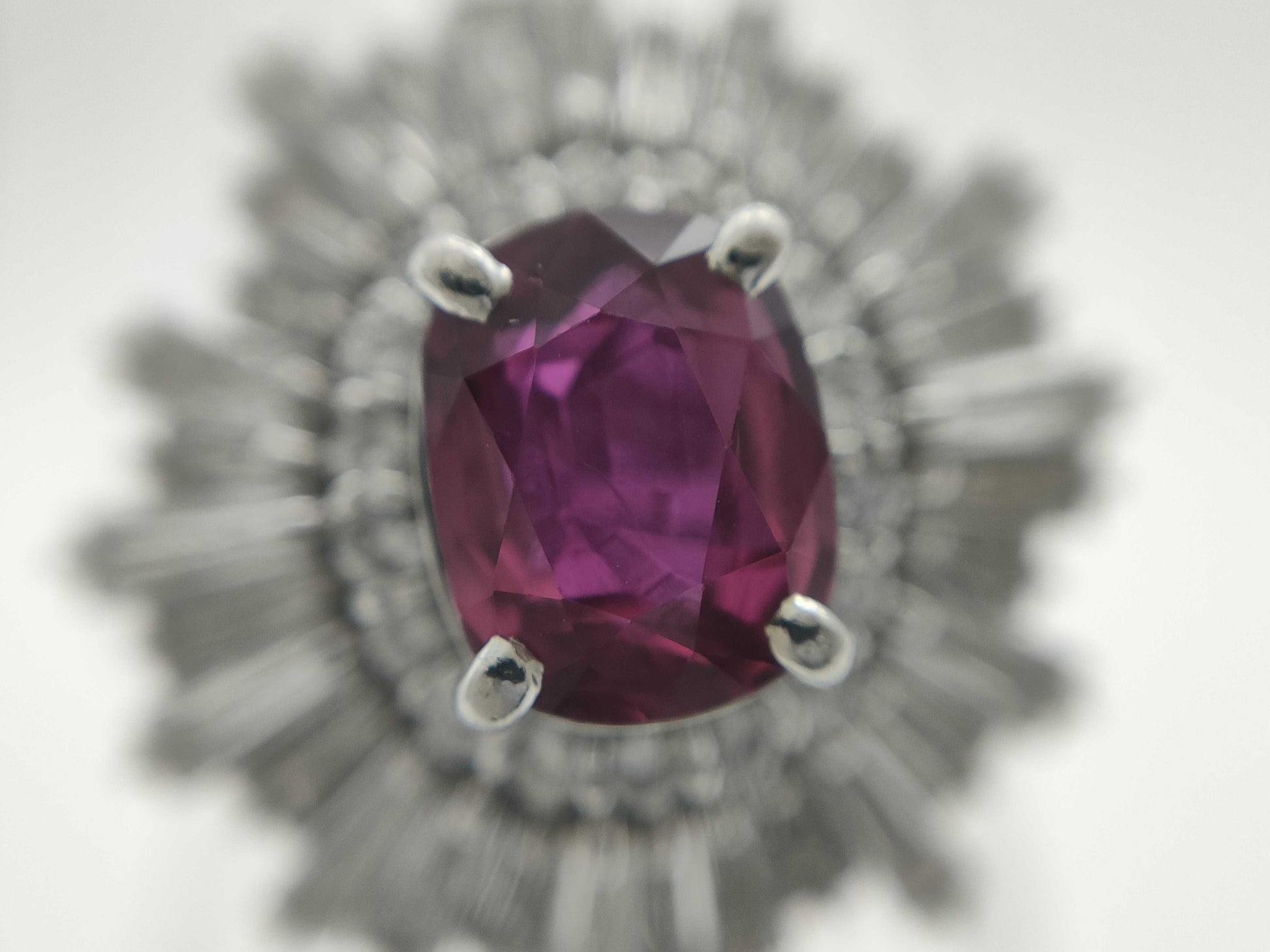 Ruby Diamond 147/167 Engraved Pt900 10.7g Ring