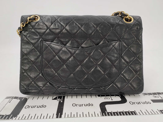 CHANEL Matelasse Double Flap Chain Black Shoulder Bag