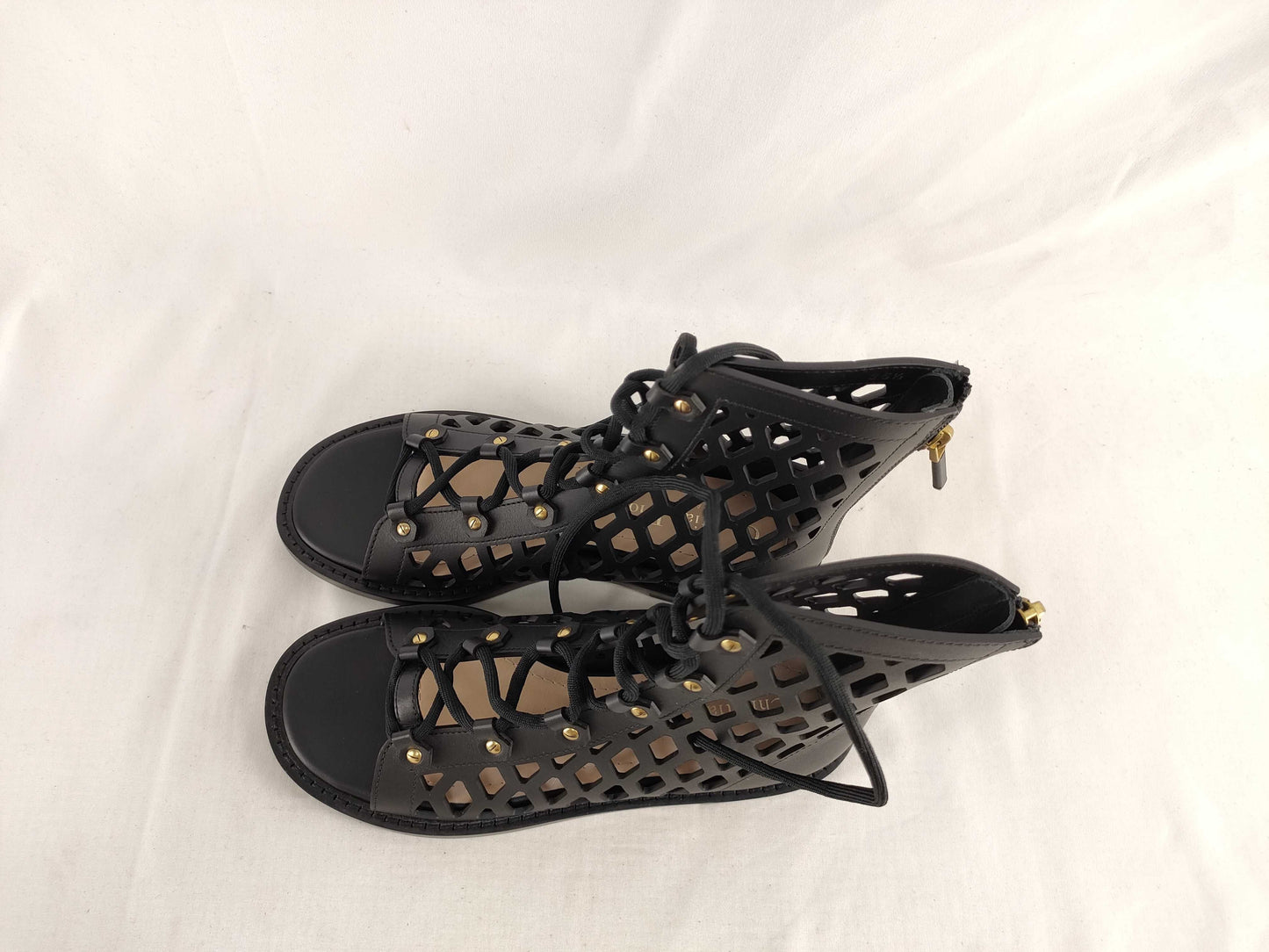 Dior D-Trap Mesh Leather Sandals Boots Lace-Up 35 1/2 Other Shoes