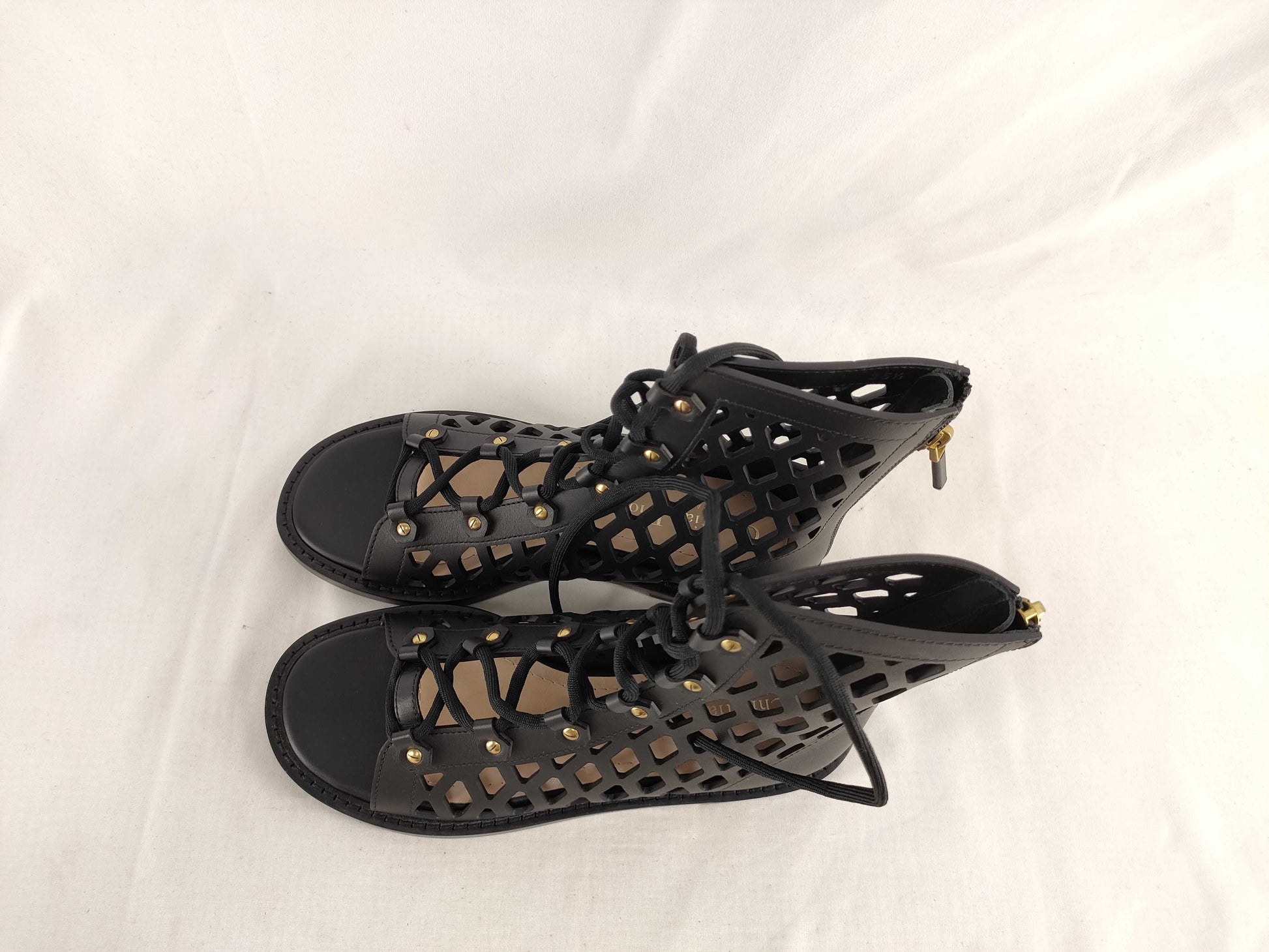 Dior D-Trap Mesh Leather Sandals Boots Lace-Up 35 1/2 Other Shoes