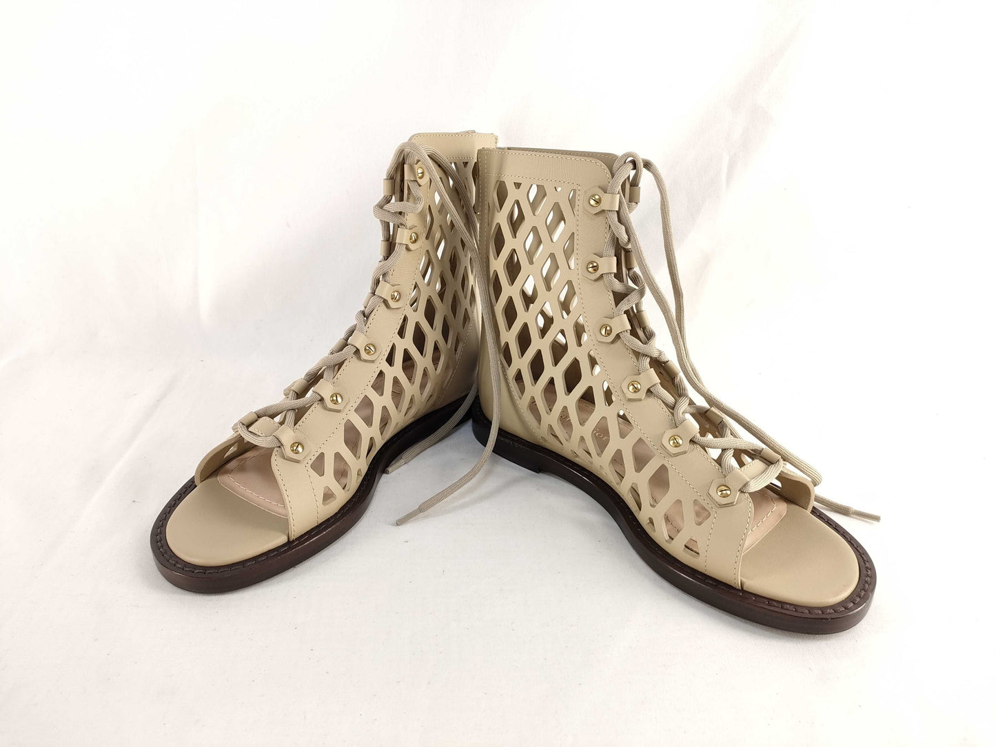 Dior D-Trap Mesh Leather Sandal Boots Lace-Up 35 Other Shoes