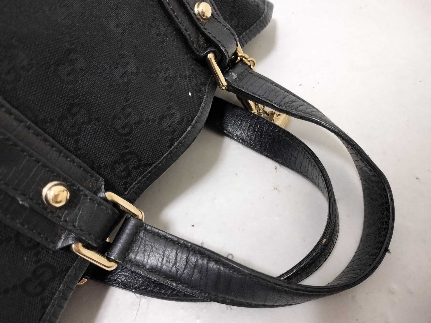 GUCCI GG Canvas Sherry Line Mini Tote Bag Handbag GG Canvas 139261 Black Handbag