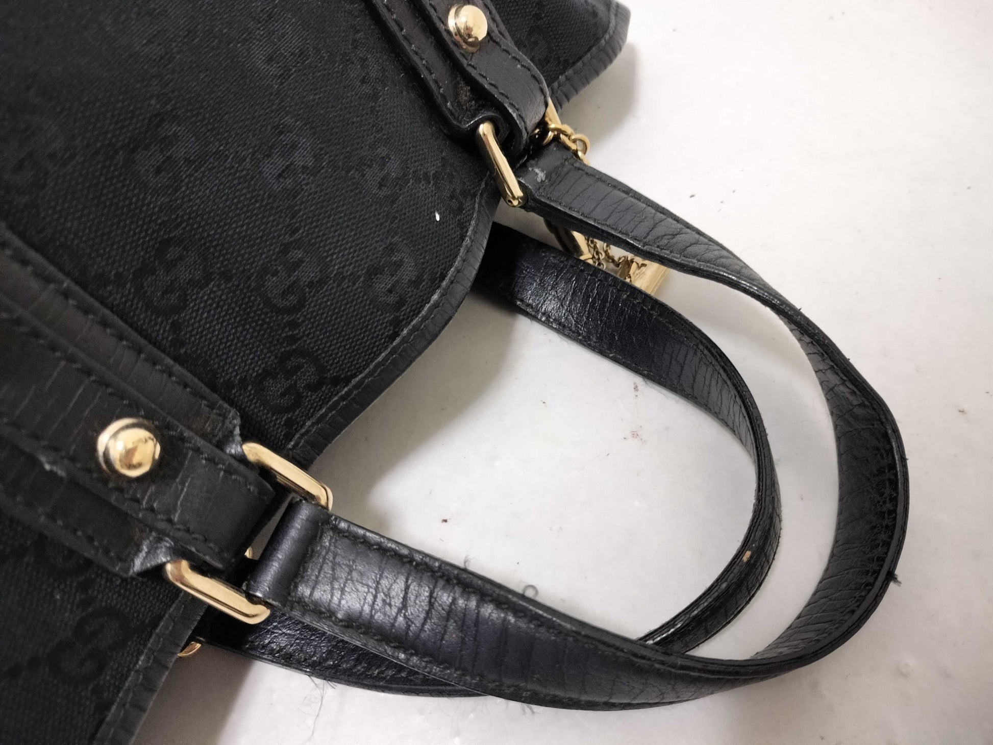 GUCCI GG Canvas Sherry Line Mini Tote Bag Handbag GG Canvas 139261 Black Handbag