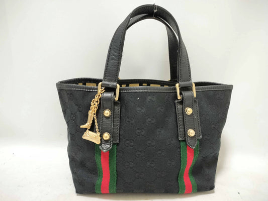 GUCCI GG Canvas Sherry Line Mini Tote Bag Handbag GG Canvas 139261 Black Handbag