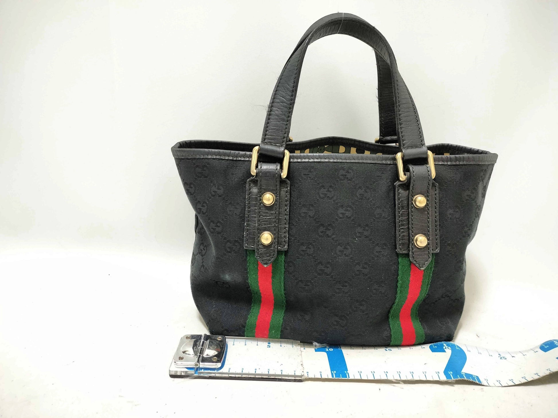 GUCCI GG Canvas Sherry Line Mini Tote Bag Handbag GG Canvas 139261 Black Handbag