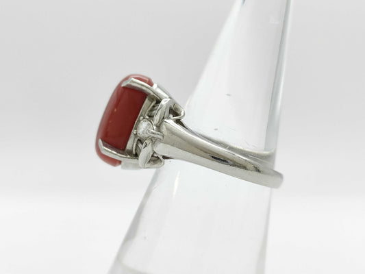 Coral Diameter Approx. 10.9*14.9mm D0.43ct Pt900 12.6g Ring