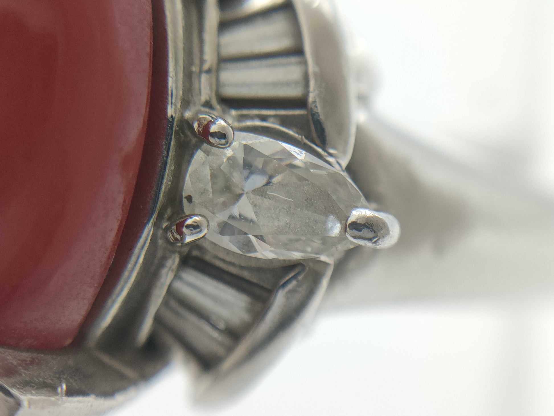 Coral Diameter Approx. 10.9*14.9mm D0.43ct Pt900 12.6g Ring