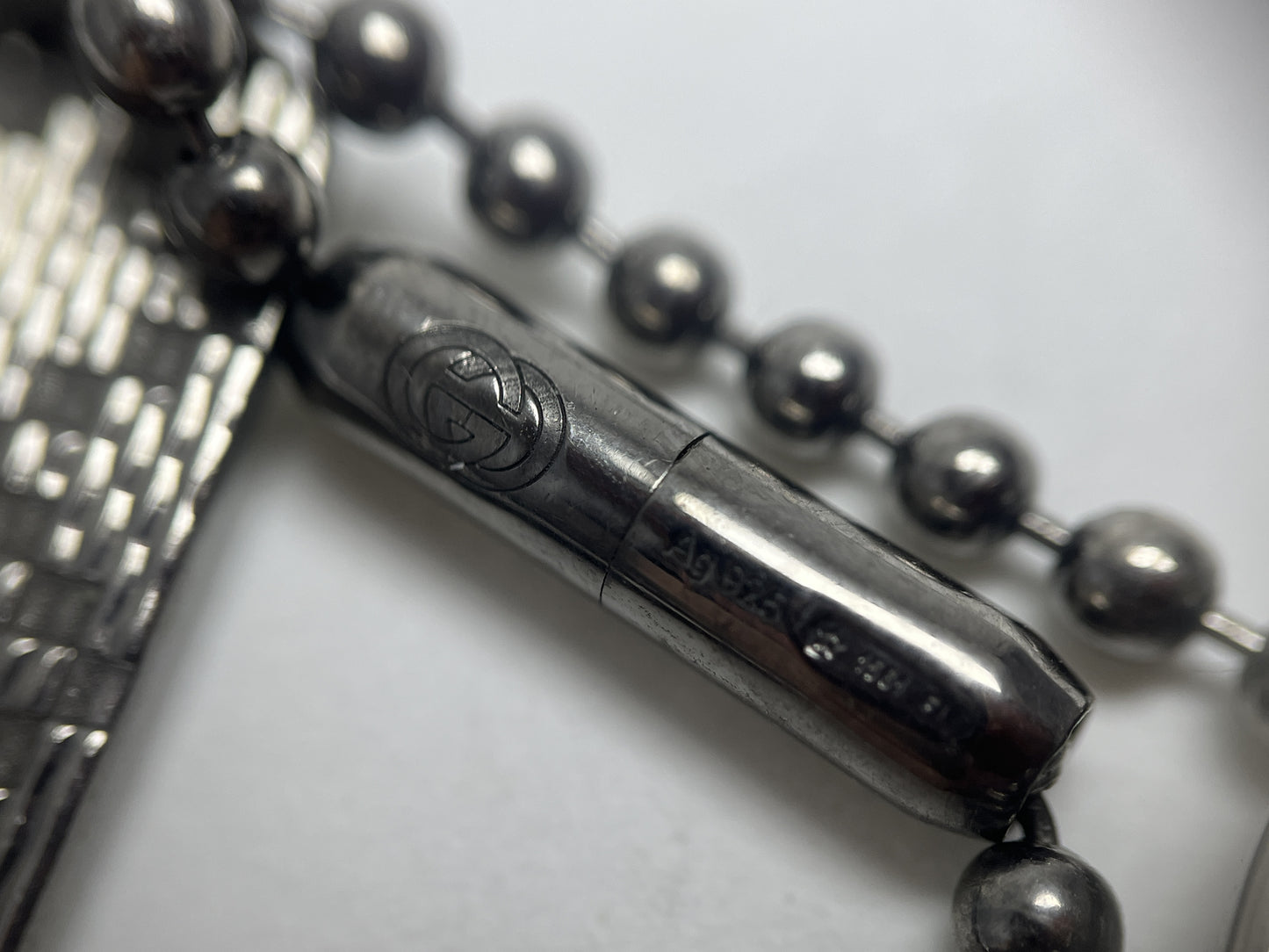 GUCCI Diamante Shima Double Dog Tag Necklace 925