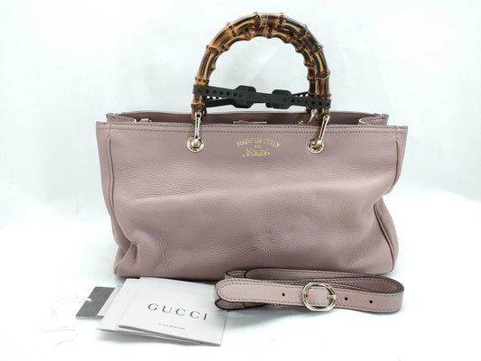 GUCCI Bamboo Gucci 323660 Bamboo Shopper Pink Handbag