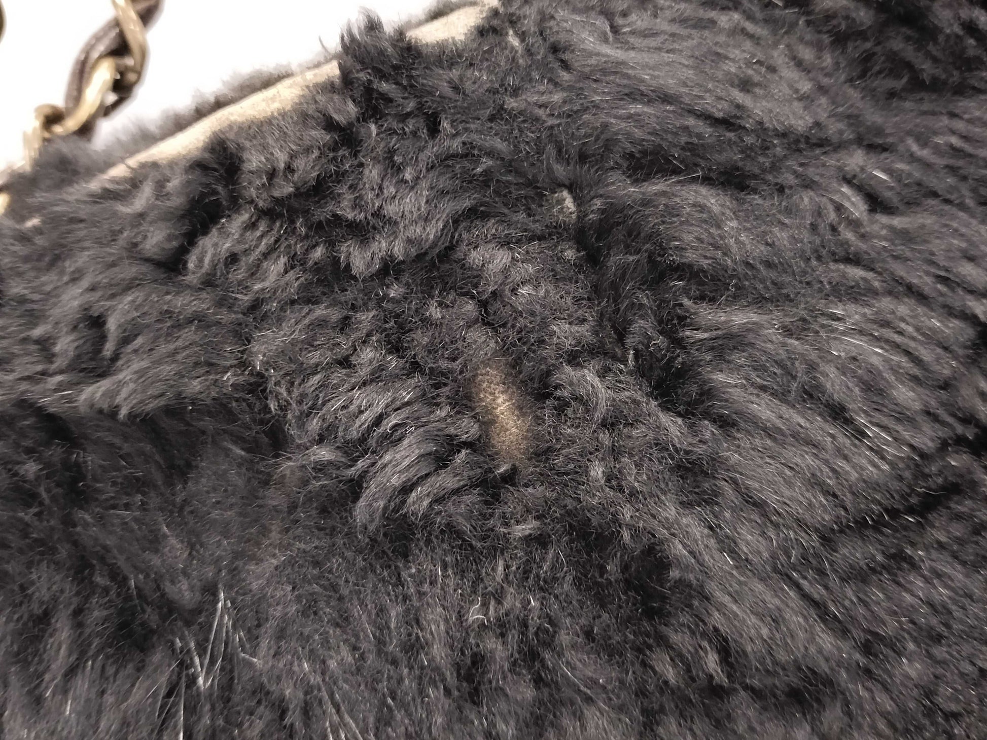 CHANEL fur shoulder bag