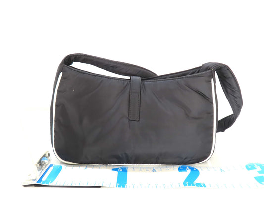 Yves Saint Laurent Nylon Shoulder Bag Black White Shoulder Bag