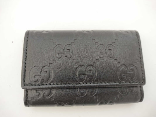 GUCCI Guccissima 6-Key Case, Black, 138093, Key Case/Key Holder