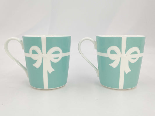 Tiffany&Co. Pair Mug Blue Ribbon Cup