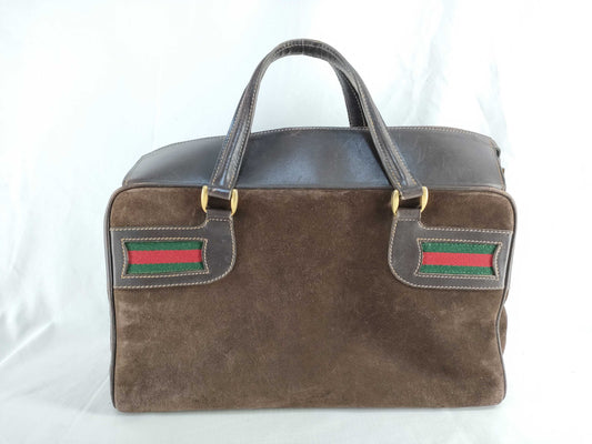 GUCCI Suede Boston Bag Sherry Line Boston Bag
