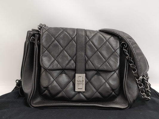 CHANEL CHANEL 2.55 Caviar Skin Black Chain Shoulder Bag