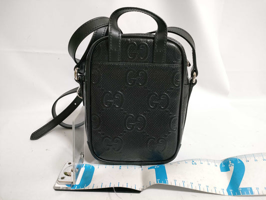 GUCCI Mini Shoulder GG Embossed Black 658553 Shoulder Bag