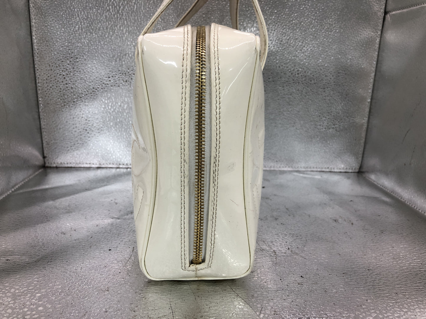 CHANEL Triple Coco Handbag with Seal 9567888 Patent Leather White Bag