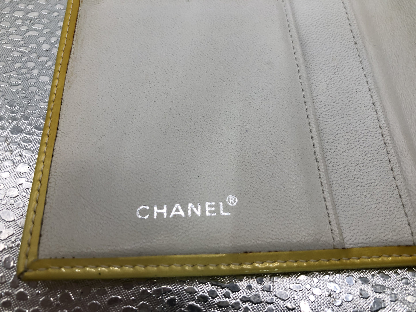 CHANEL Cocomark Bi-Fold Long Wallet with Seal 6622685 Patent Leather Yellow Wallet with Guarantee Card