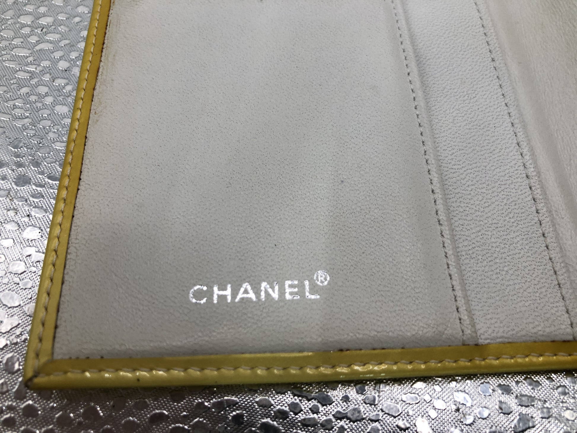 CHANEL Cocomark Bi-Fold Long Wallet with Seal 6622685 Patent Leather Yellow Wallet with Guarantee Card
