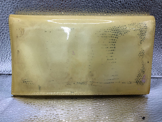 CHANEL Cocomark Bi-Fold Long Wallet with Seal 6622685 Patent Leather Yellow Wallet with Guarantee Card