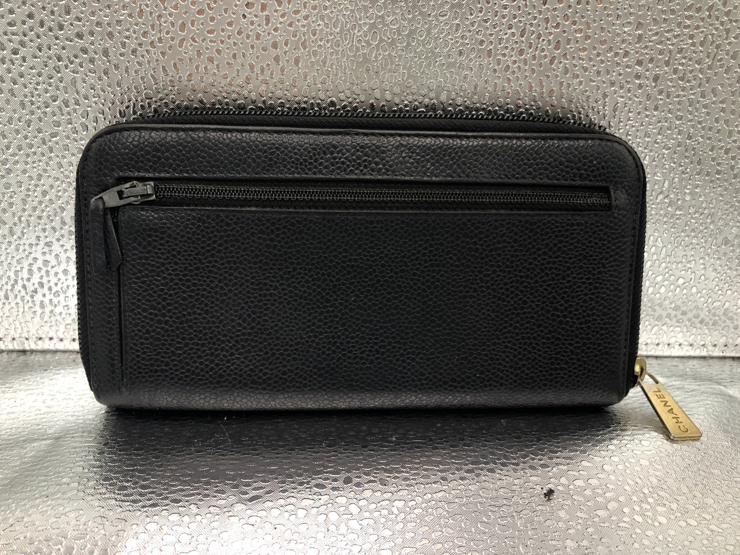 CHANEL Cocomark Round Zipper Long Wallet with Seal 9750708 Caviar Skin Black Wallet