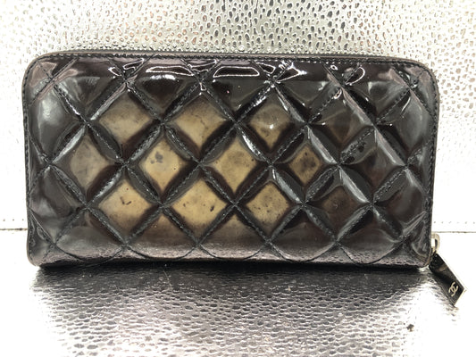 CHANEL Matrasse Brilliant Long Round Zipper Wallet with Seal 14755109 Guarantee Card with Box Patent Leather Noir Wallet