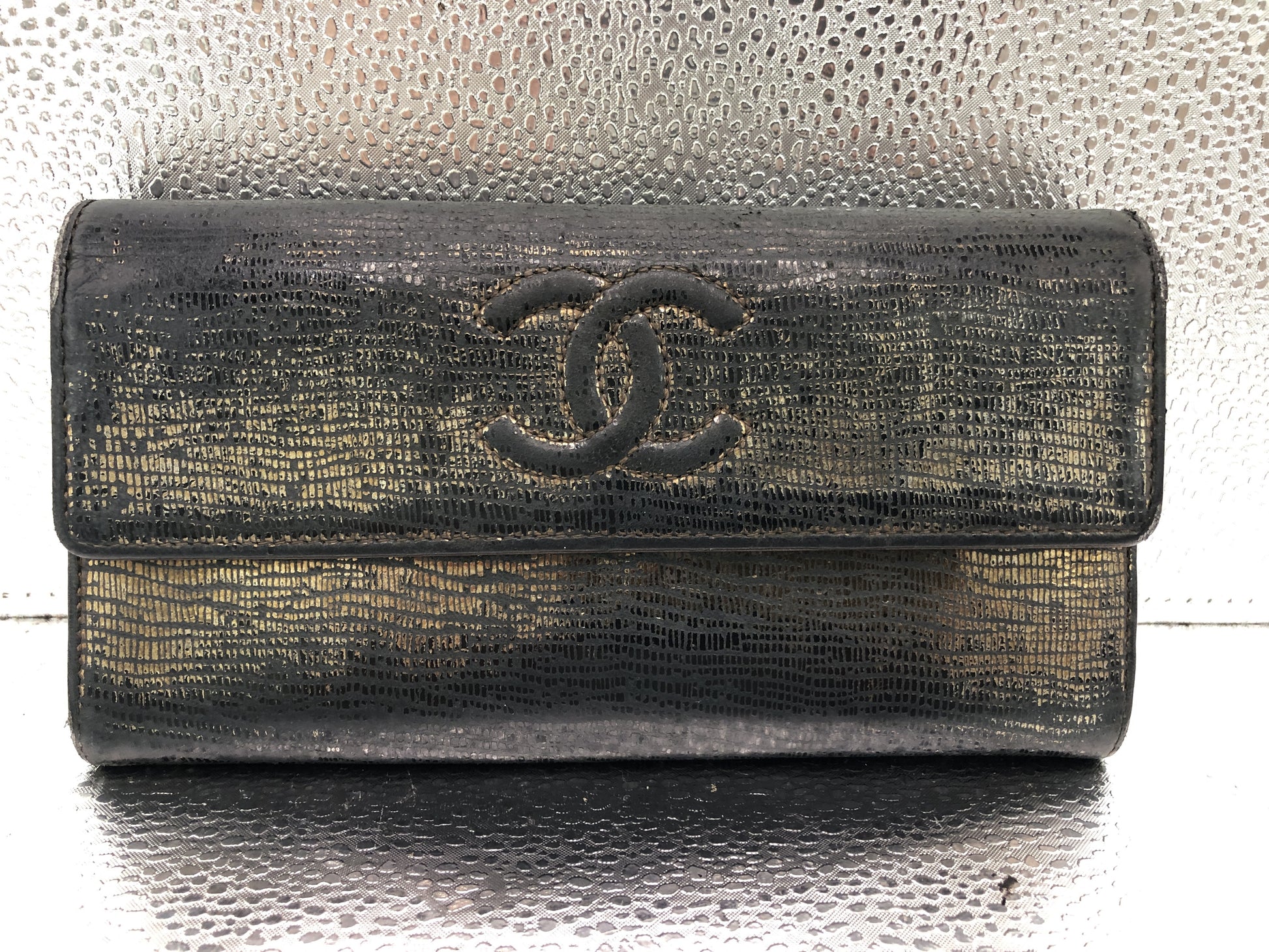 CHANEL Cocomark Flap Long Wallet with Seal 18313479 Storage Bag with Box Caviar Skin Black Gold Wallet
