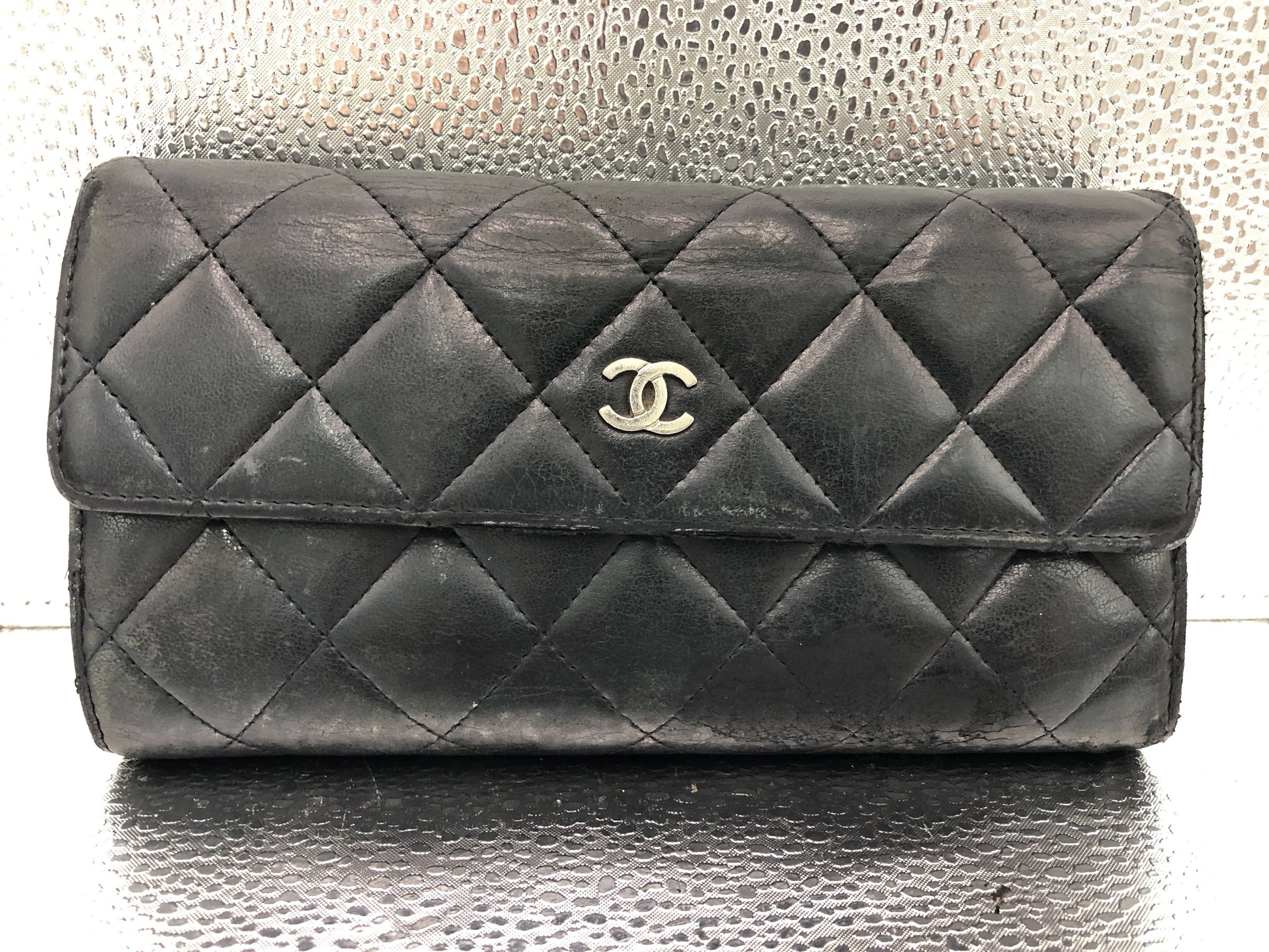 CHANEL Matlasse Flap Long Wallet with Seal 21486586 Lambskin Black Wallet