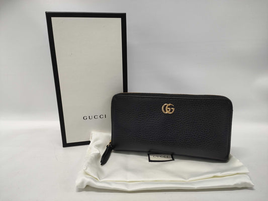 GUCCI GUCCI Double G Zip Around Leather Long Wallet