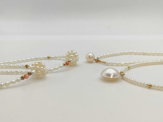 Pearl 5-piece set K18/K14/METAL 35.2g necklace