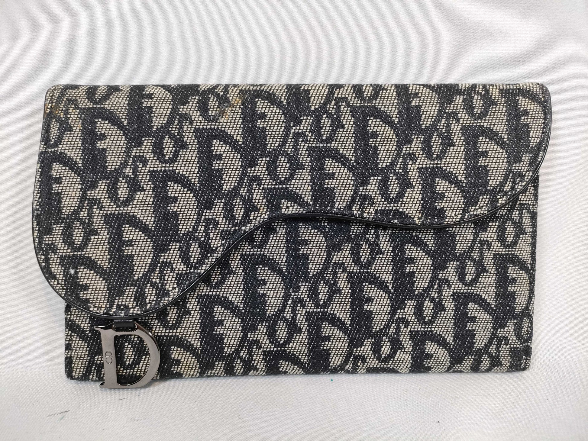 Dior Trotter Christian Dior Trotter Canvas Long Wallet TR-1001 Grey x Black Wallet