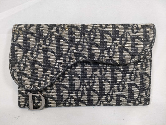 Dior Trotter Christian Dior Trotter Canvas Long Wallet TR-1001 Grey x Black Wallet