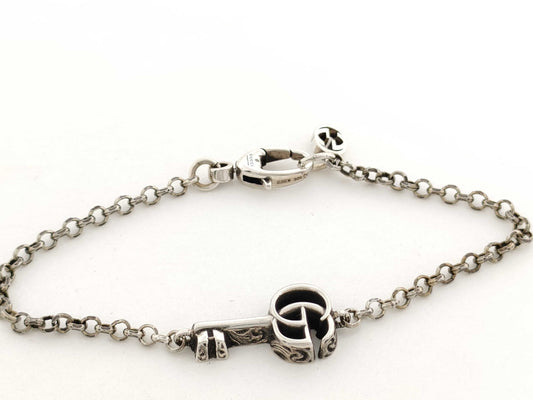 GUCCI Double G-Key SV925 Silver 7.5g Bracelet Bangle