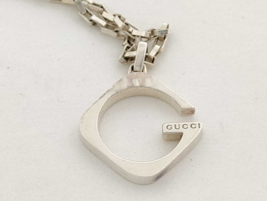 GUCCI Logo SV925 Silver 12.4g Necklace