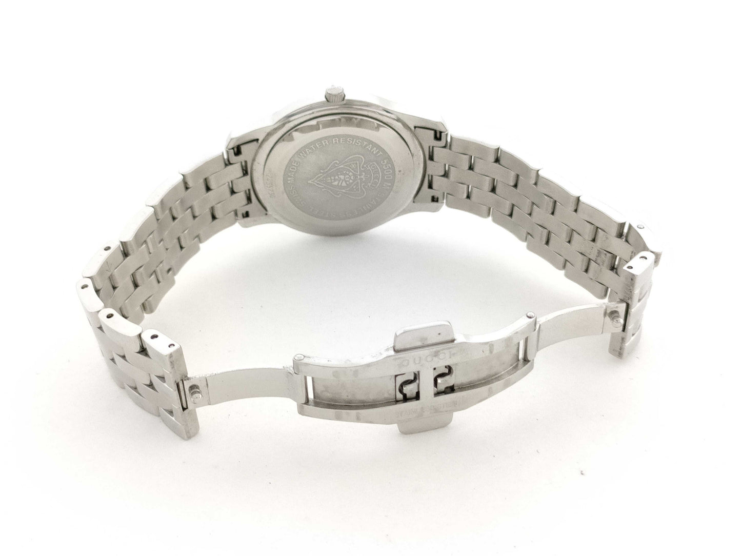 GUCCI Model 5500M Serial 12435730 Stainless Steel/QZ Black Dial Non-Working/No Operational Guarantee Men's Watch