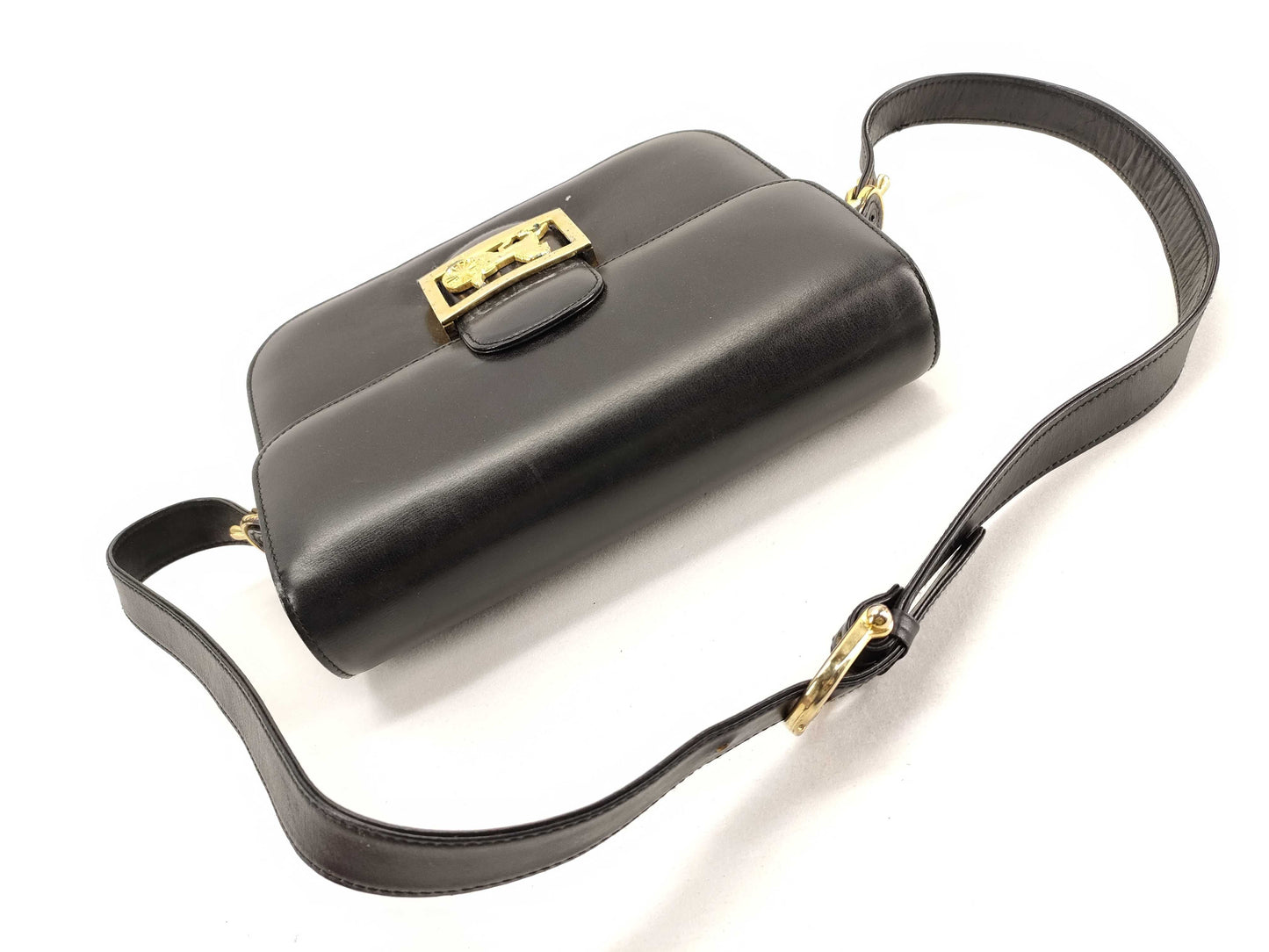 CELINE Celine Leather Shoulder Bag Black Shoulder Bag