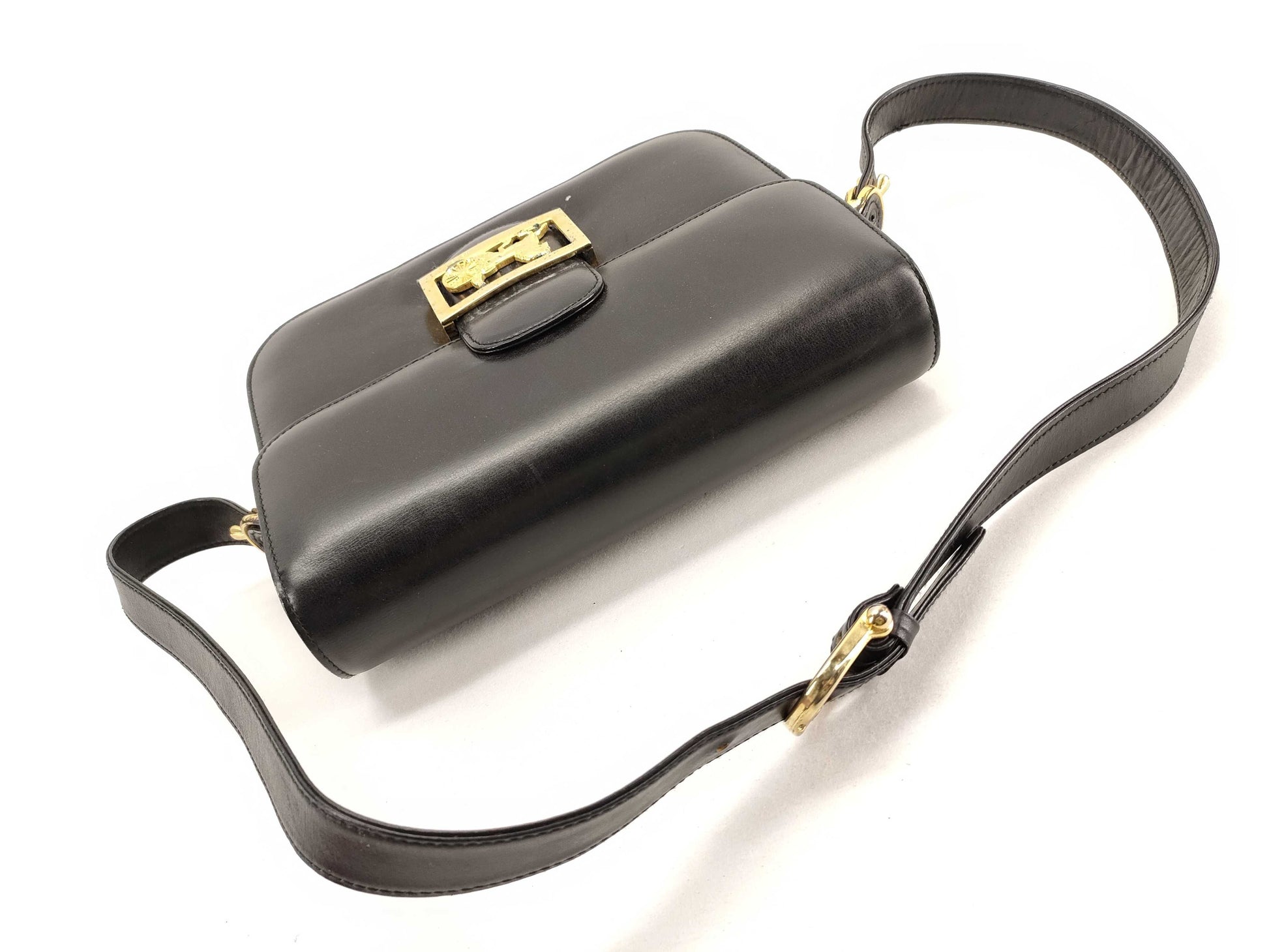 CELINE Celine Leather Shoulder Bag Black Shoulder Bag