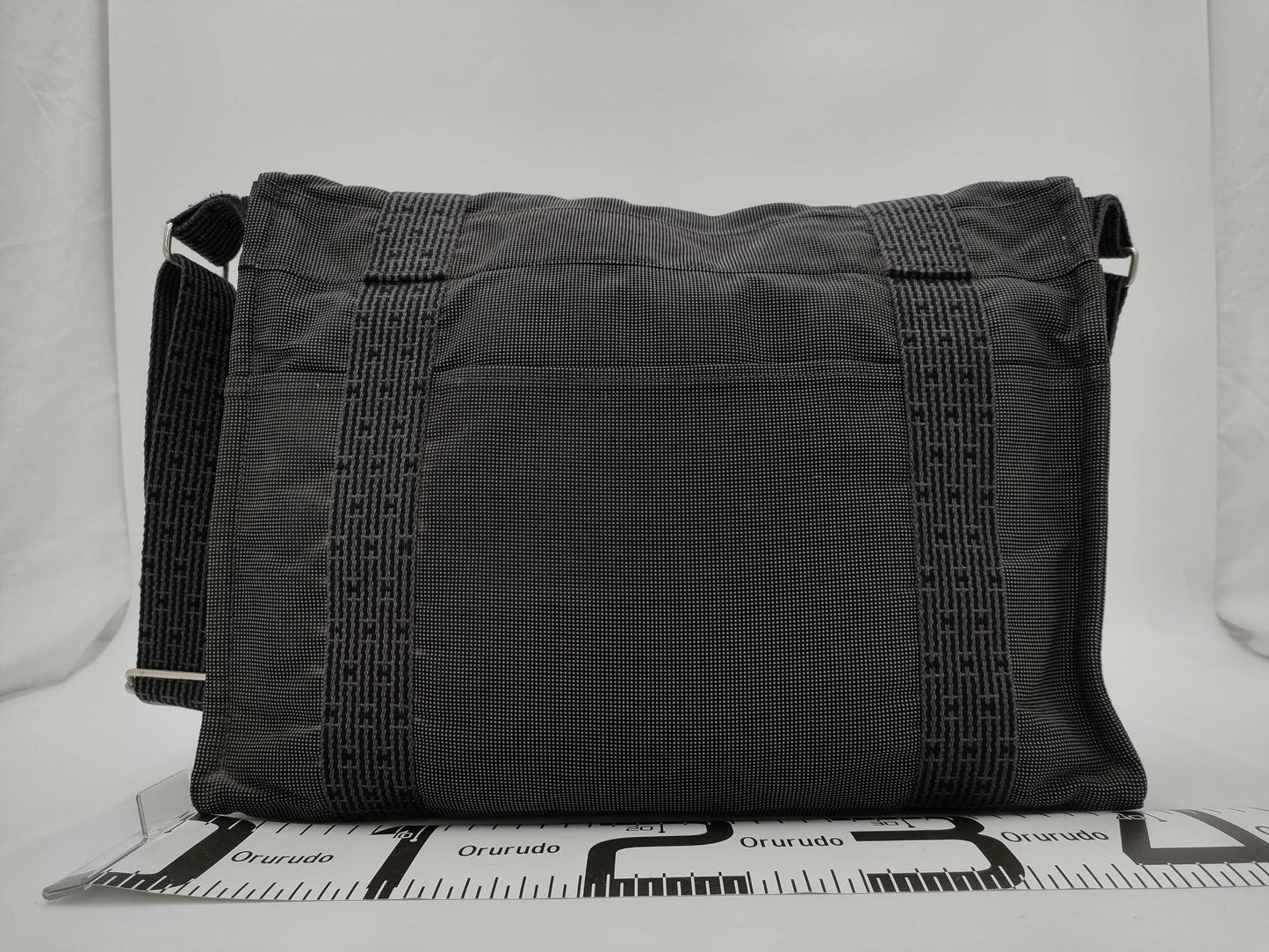 HERMES Aleline Basas MM Canvas Shoulder Bag Grey Bag