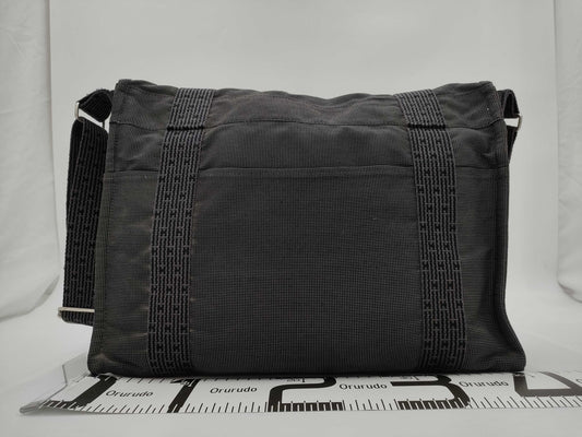 HERMES Aleline Basas MM Canvas Shoulder Bag Grey Bag