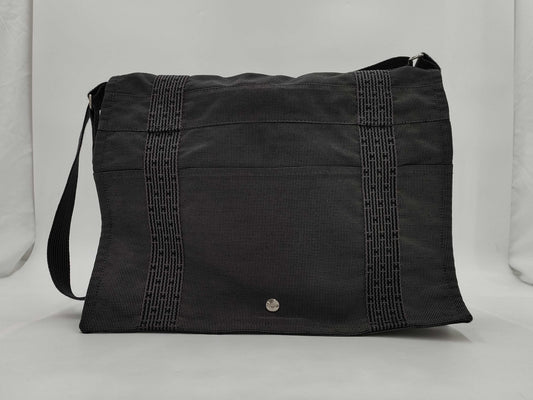 HERMES Aleline Basas MM Canvas Shoulder Bag Grey Bag