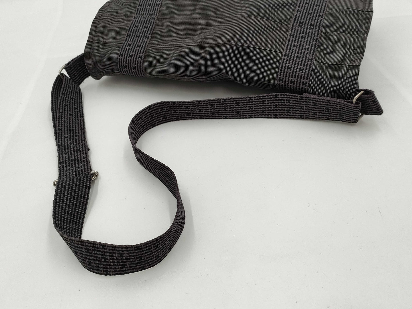 HERMES Aleline Basas MM Canvas Shoulder Bag Grey Bag