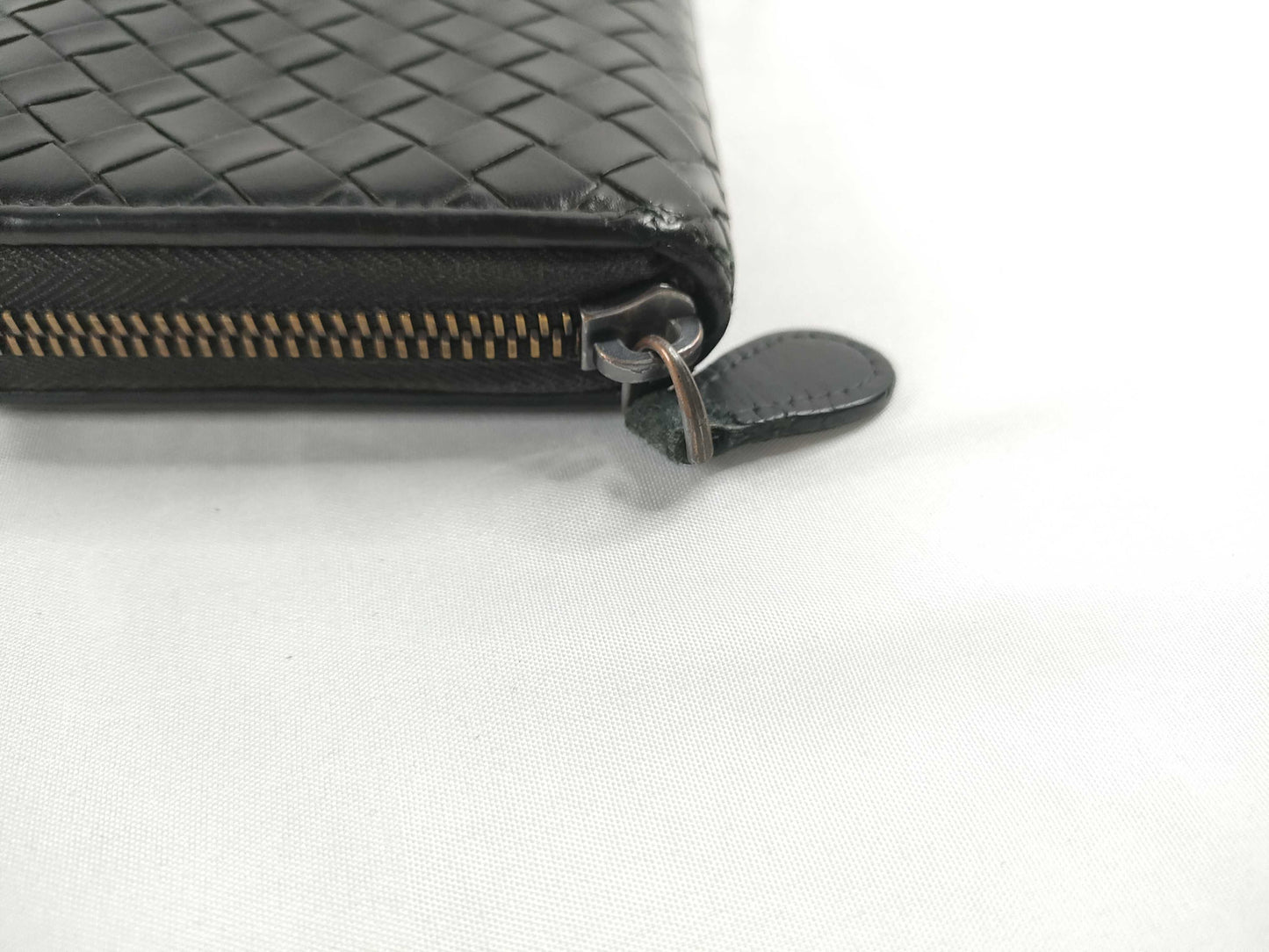 BOTTEGA VENETA Intrecciato Intrecciato Leather Round Zip Long Wallet Black Wallet