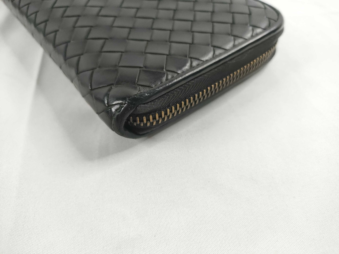 BOTTEGA VENETA Intrecciato Intrecciato Leather Round Zip Long Wallet Black Wallet
