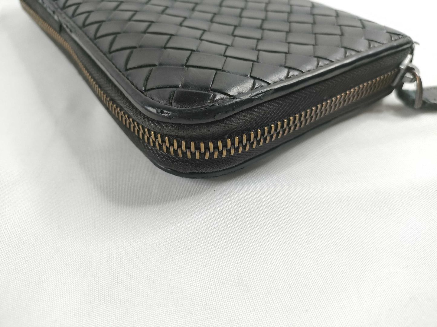 BOTTEGA VENETA Intrecciato Intrecciato Leather Round Zip Long Wallet Black Wallet