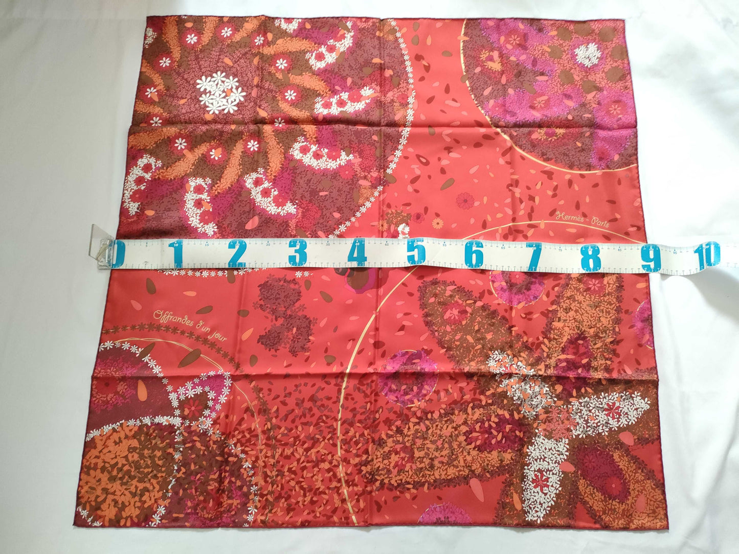HERMES Carre Hermes Carre 90 Flower Offering Silk Scarf Red Other Accessories