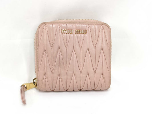 miu miu miu leather bi-fold wallet pink wallet