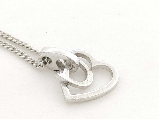 Dior Logo Open Heart Silver 5.5g Necklace
