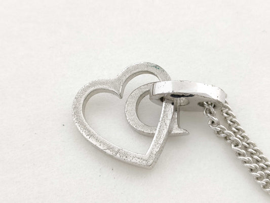 Dior Logo Open Heart Silver 5.5g Necklace