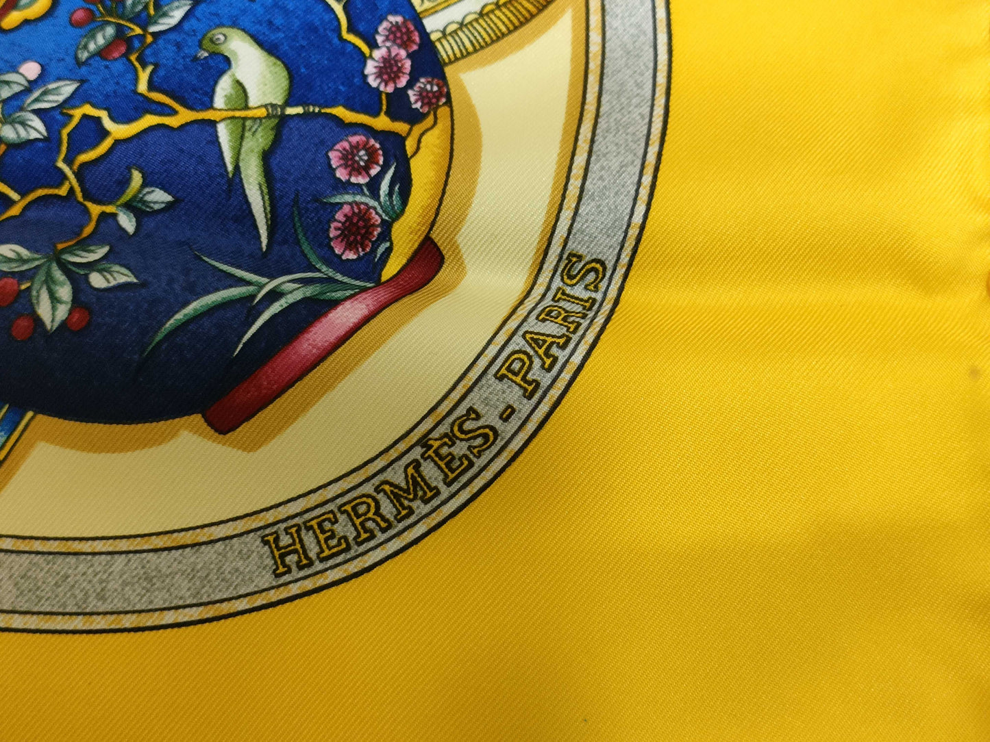 HERMES Carre Hermes Carre 90 Perfume Bottle Silk Scarf Yellow Scarf