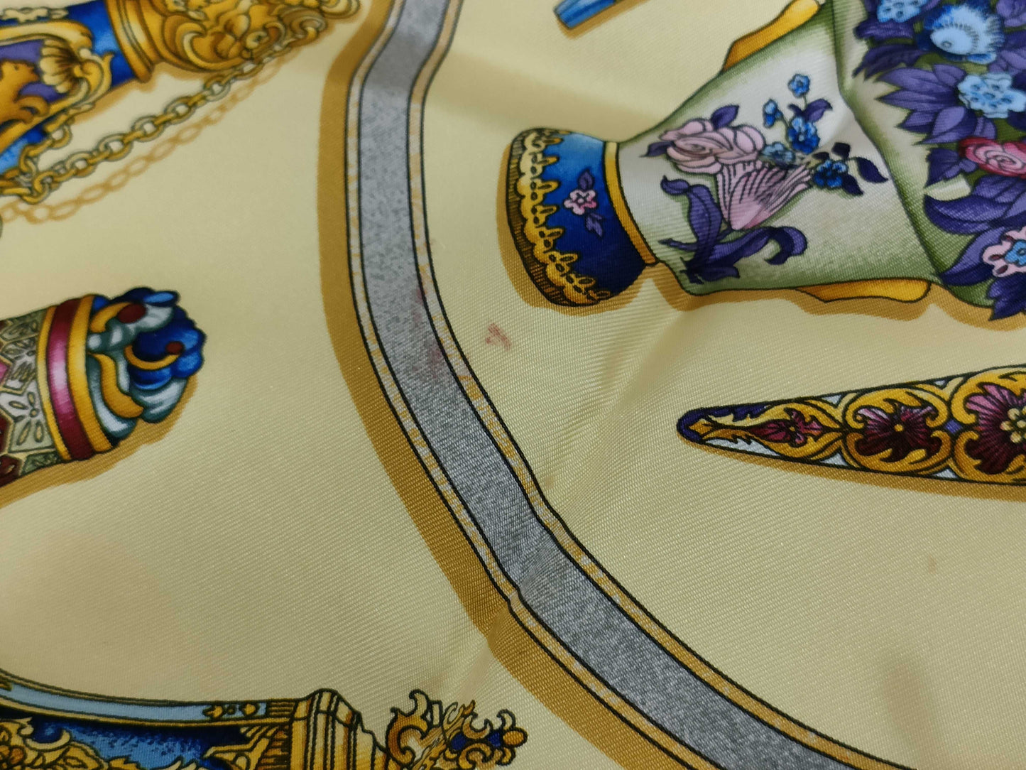 HERMES Carre Hermes Carre 90 Perfume Bottle Silk Scarf Yellow Scarf
